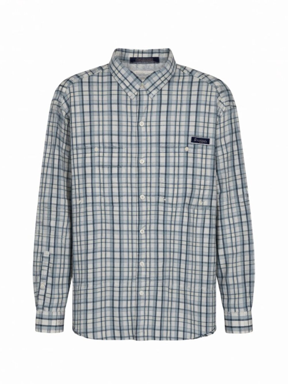 Columbia PFG Men's Long Sleeve Plaid Button-Up Shirt 2XL Blue Polyester Outdoor